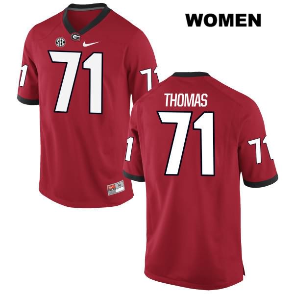 Georgia Bulldogs Women's Andrew Thomas #71 NCAA Authentic Red Nike Stitched College Football Jersey RMI7656QD